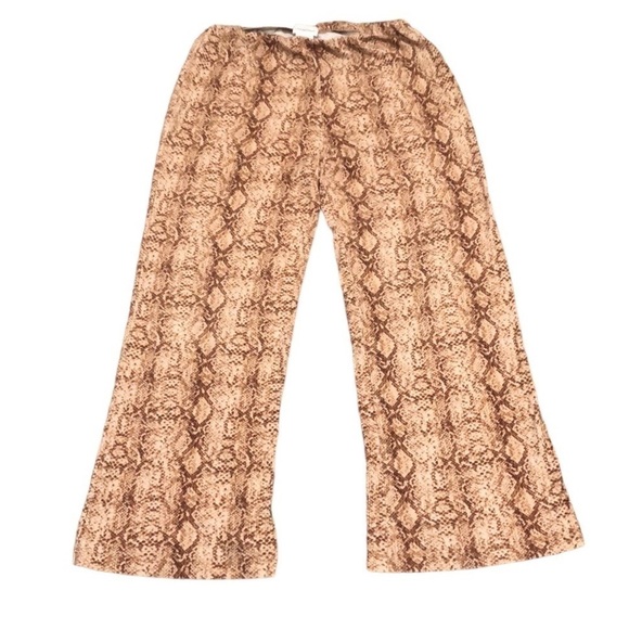 Lovers And Friends Revolve Wide Leg Pants Size XL Brown Snakeskin High Rise - Picture 1 of 10